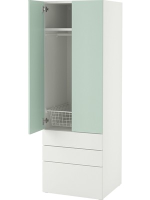 IKEA Modern Beyaz Bebek/çocuk Gardırop 60X57X181 cm - Iskandinav Tarzı Sağlam Ahşap Çocuk Odası Dolabı - Modüler Depolamalı Yapı