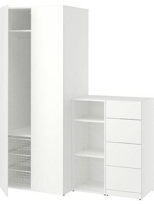 IKEA Modern Beyaz Bebek/çocuk Gardırop 160X62X200 cm - Iskandinav Tarzı Sağlam Ahşap Çocuk Odası Dolabı - Modüler Depolamalı Yapı