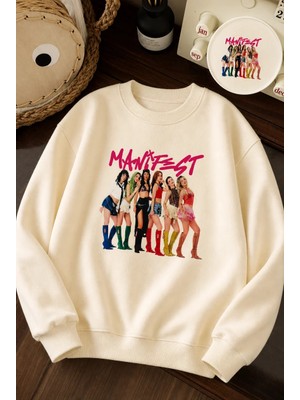 Zepkids Kız Çocuk Manifest Baskılı Ekru Yumuşak Dokulu Sweetshirt