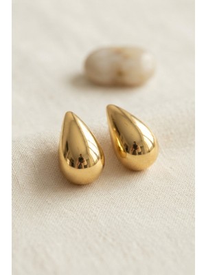 Aesco 316L Çelik Gold Renk Damla Model Küpe