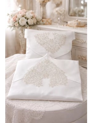 Ceki Home Fransız Güpürlü Zarf Bohça Nişan Bohçası Söz Bohçası 3 Boyutlu Tekli Bohça 50X50 cm