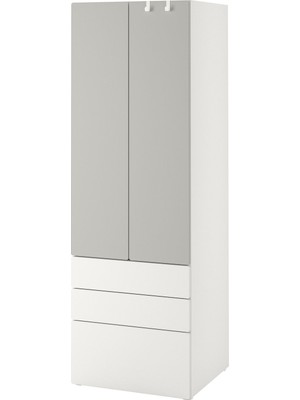IKEA Modern Beyaz Bebek/çocuk Gardırop 60X57X181 cm - Iskandinav Tarzı Sağlam Ahşap Çocuk Odası Dolabı - Modüler Depolamalı Yapı