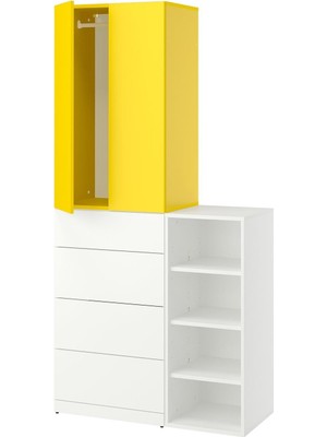 IKEA Modern Beyaz Bebek/çocuk Gardırop 100X42X200 cm - Iskandinav Tarzı Sağlam Ahşap Çocuk Odası Dolabı - Modüler Depolamalı Yapı