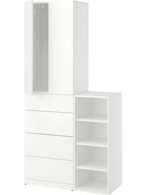IKEA Modern Beyaz Bebek/çocuk Gardırop 100X42X200 cm - Iskandinav Tarzı Sağlam Ahşap Çocuk Odası Dolabı - Modüler Depolamalı Yapı