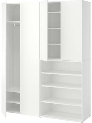 IKEA Modern Beyaz Bebek/çocuk Gardırop 160X42X200 cm - Iskandinav Tarzı Sağlam Ahşap Çocuk Odası Dolabı - Modüler Depolamalı Yapı