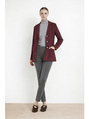 Mısırlı Mürdüm Triko Kadın Blazer Ceket