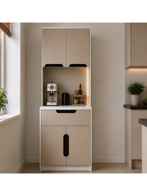 Mobilyacın Ledli Kahve Köşesi Dolabı - %100 Mdf-80 cm