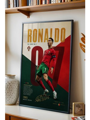 E2 Nova Ronaldo Portekiz Çerçeveli Tablo Premium Futbolcu Spor Tabloları Lüks Salon Duvar Dekorasyonu