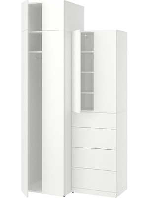 IKEA Modern Beyaz Bebek/çocuk Gardırop 120X62X236 cm - Iskandinav Tarzı Sağlam Ahşap Çocuk Odası Dolabı - Modüler Depolamalı Yapı