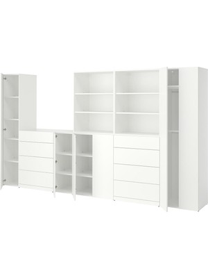 IKEA Modern Beyaz Bebek/çocuk Gardırop 380X42X200 cm - Iskandinav Tarzı Sağlam Ahşap Çocuk Odası Dolabı - Modüler Depolamalı Yapı