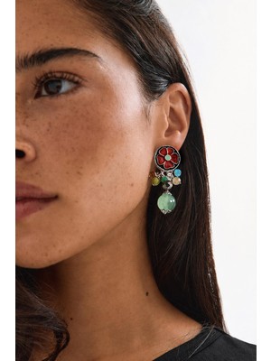 New Obsessions Çiçek ve Boncuklu Sallantılı Küpe