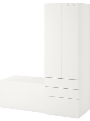 IKEA Modern Beyaz Bebek/çocuk Gardırop 150X57X181 cm - Iskandinav Tarzı Sağlam Ahşap Çocuk Odası Dolabı - Modüler Depolamalı Yapı