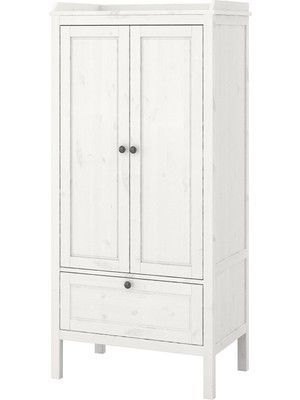 IKEA Modern Beyaz Bebek/çocuk Gardırop 80X50X171 cm - Iskandinav Tarzı Sağlam Ahşap Çocuk Odası Dolabı - Modüler Depolamalı Yapı