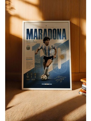 E2 Nova Maradona Arjantin Çerçeveli Tablo Premium Futbolcu Tabloları Lüks Salon Duvar Dekorasyonu