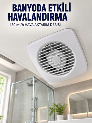 Dekoratif Havalandırma Aspiratörü 120 mm 180 M³/h Duvar ve Tavan Montajlı - Lisinya
