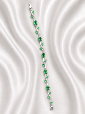 Valmont Yeşil Kristal Taşlı Sarmaşık Yaprak Model 19 cm Çelik Kadın Bileklik