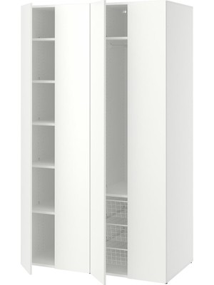 IKEA Modern Beyaz Bebek/çocuk Gardırop 120X62X200 cm - Iskandinav Tarzı Sağlam Ahşap Çocuk Odası Dolabı - Modüler Depolamalı Yapı