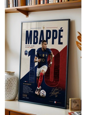 E2 Nova Mbappe Çerçeveli Tablo Lüks Futbolcu Duvar Posteri Premium Odası Dekoru Sporcu Hediyesi