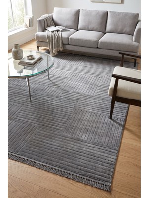 Naar Prag 9202 Gri Geometrik Salon Halısı
