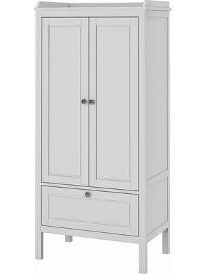 IKEA Modern Gri Bebek/çocuk Gardırop 80X50X171 cm - Iskandinav Tarzı Sağlam Ahşap Çocuk Odası Dolabı - Modüler Depolamalı Yapı