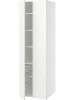 IKEA Modern Beyaz Bebek/çocuk Gardırop 60X62X200 cm - Iskandinav Tarzı Sağlam Ahşap Çocuk Odası Dolabı - Modüler Depolamalı Yapı