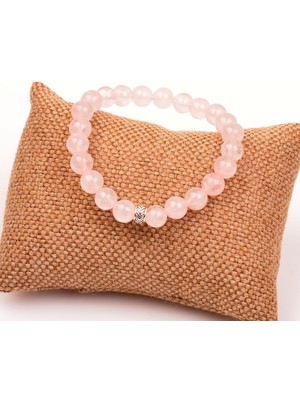 Taş Sandığı Pembe Kuvars Taşı Bileklik (8 mm)
