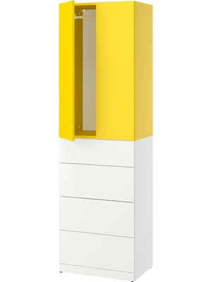 IKEA Modern Beyaz Bebek/çocuk Gardırop 60X42X200 cm - Iskandinav Tarzı Sağlam Ahşap Çocuk Odası Dolabı - Modüler Depolamalı Yapı