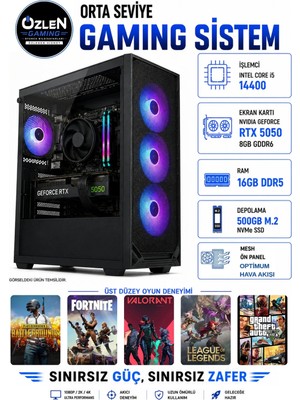 Özlen X46 İ5 14400 RTX 5050 8GB 16GB DDR5 RAM 500GB M.2 SSD Oyuncu Bilgisayarı
