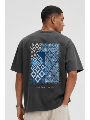 Respire Erkek Ffb Nakış Detaylı Oversize T-Shirt Füme