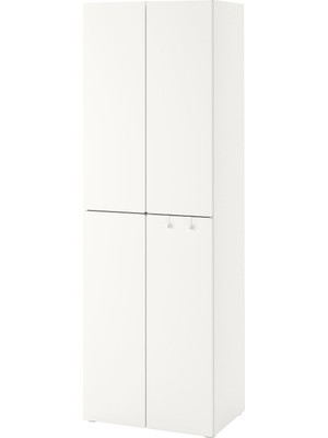 IKEA Modern Beyaz Bebek/çocuk Gardırop 60X57X181 cm - Iskandinav Tarzı Sağlam Ahşap Çocuk Odası Dolabı - Modüler Depolamalı Yapı