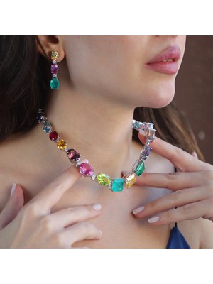 Necati Gün Swarovski Cubic Taşlı Gümüş Gerdanlık