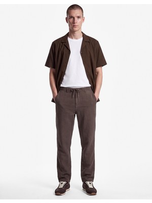 Koton Beli Bağcıklı Düğmeli Cepli Regular Fit Pamuklu Chino Müslin Pantolon