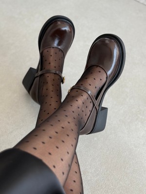 Selin Shoes Nora  Kısa Topuklu Bilek Detaylı Gold Aksesuarlı Kadın Loafer- Kahverengi