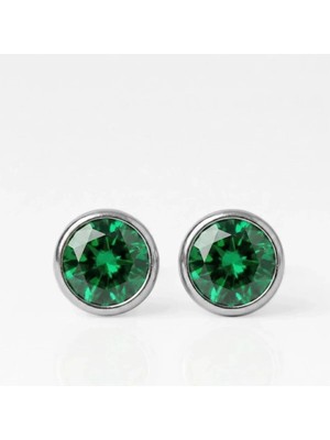 Nina Cerrahi Çelik Birthstone Küpe | 316L Paslanmaz Çelik Steril Taşlı Hipoalerjenik Küpe