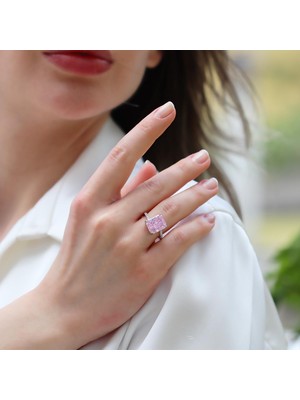 Necati Gün Emerald Pembe Icecut Taşlı Gümüş Yüzük