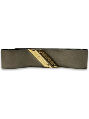 Balmain Genuine Leather Headband Silver Deri Nubuk 18 Ayar Altın Kaplama Kadın Saç Bandı