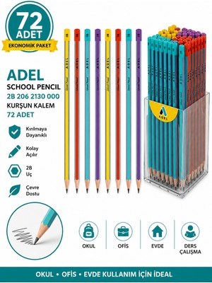 Adel School Pencil 2b Kurşun Kalem 72'li