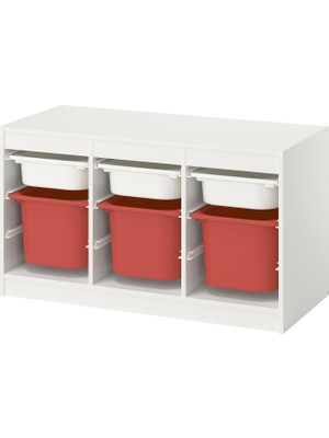 IKEA Modern Beyaz Oyuncak Saklama Ünitesi 99X44X56 cm - Çocuk Odası Iskandinav Tarzı Sağlam Ahşap Depolama Ünitesi - Modüler Yapı