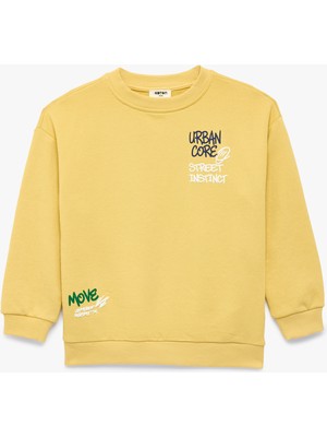 Koton Üç Iplik Bisiklet Yaka Uzun Kollu Arkası Baskılı Sweatshirt