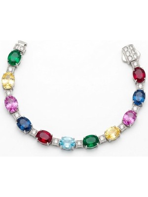 Necati Gün Swarovski Cubic Taşlı Gümüş Bileklik