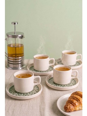 Timeless Green Stackable 4 Kişilik Çay Sunum Seti - 8 Parça