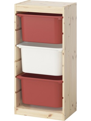 IKEA Modern Beyaz Oyuncak Saklama Ünitesi 44X30X91 cm - Çocuk Odası Iskandinav Tarzı Sağlam Ahşap Depolama Ünitesi - Modüler Yapı