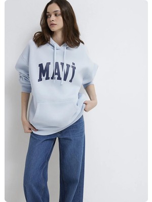 Belirtilmemiş Mavı M1600361 Mavı Logo Kapusonlu Sweatshırt