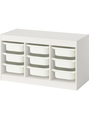 IKEA Modern Beyaz Oyuncak Saklama Ünitesi 99X44X56 cm - Çocuk Odası Iskandinav Tarzı Sağlam Ahşap Depolama Ünitesi - Modüler Yapı