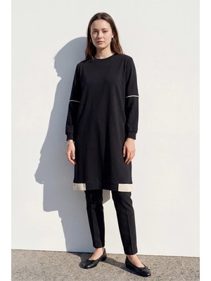 Kado Moda Iki Iplik Cepli Uzun Kadın Tunik