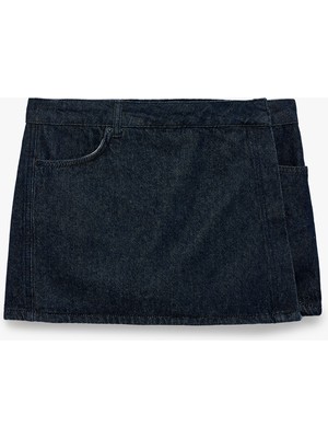 Koton Pamuklu Rahat Kalıp Cepli Denim Şort Etek