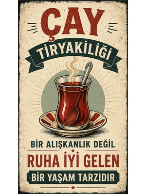 Lucena Çay Tiryakiliği Retro Metal Duvar Tabelası Dekoratif Vintage Çay Levhası Tablo