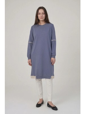 Kado Moda Iki Iplik Cepli Uzun Kadın Tunik