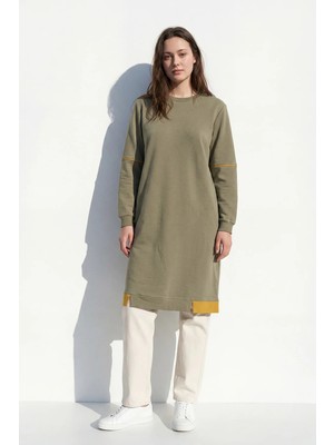 Kado Moda Iki Iplik Cepli Uzun Kadın Tunik