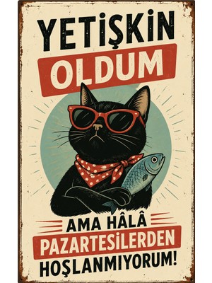 Lucena Yetişkin Oldum Ama Pazartesilerden Hoşlanmıyorum Retro Metal Duvar Tabelası Tablo